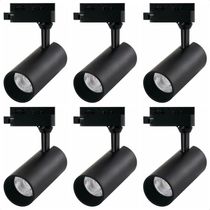 Kit 6 Spot Led Mr16 Para Trilho Eletrificado Preto 110/220v 6500k Frio