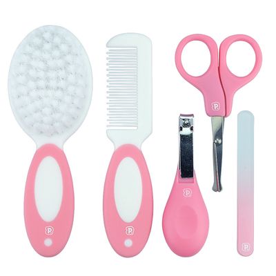 Kit Higiene Para Bebê 5 Pçs C/ Nécessaire Rosa - Pimpolho Rosa