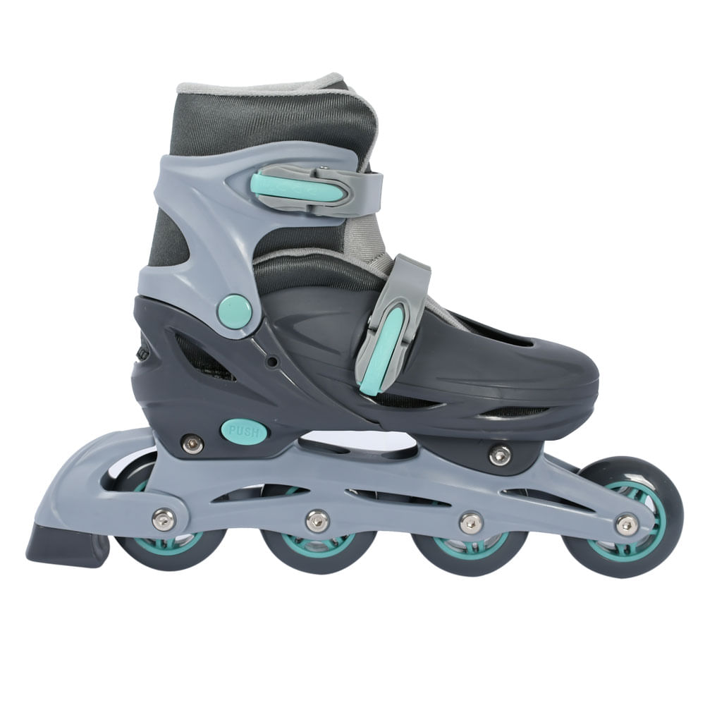 Kit Patins Roller 36-39 Cinza com Acessórios Play&Fun