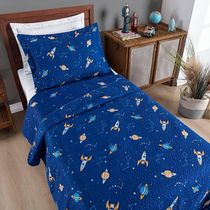 Colcha Solteiro Bouti Kids Dupla Face Estampado 2 Peças Galaxia
