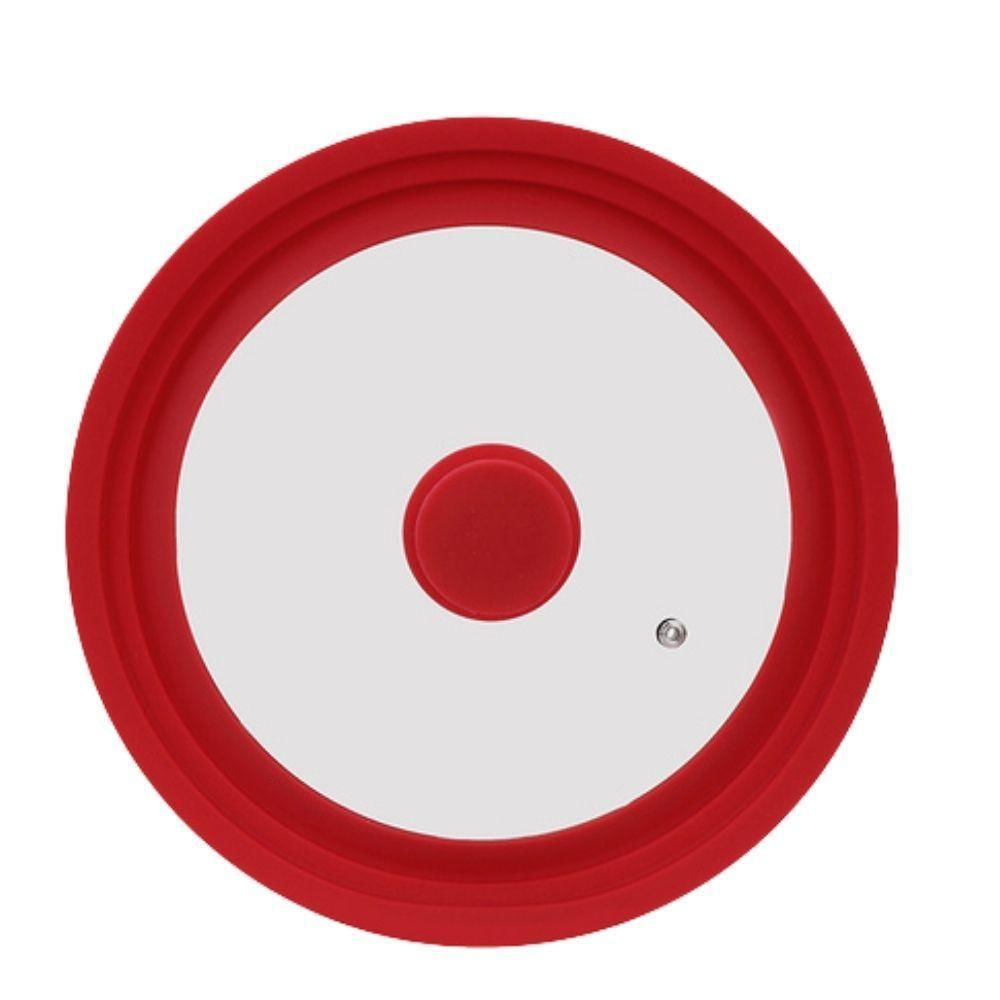 Tampa De Vidro Panela Silicone Frigideira Multiuso 3 Em 1 Vermelho G
