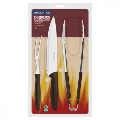 Kit Para Churrasco Tramontina Plenus Marrom 3 Peças