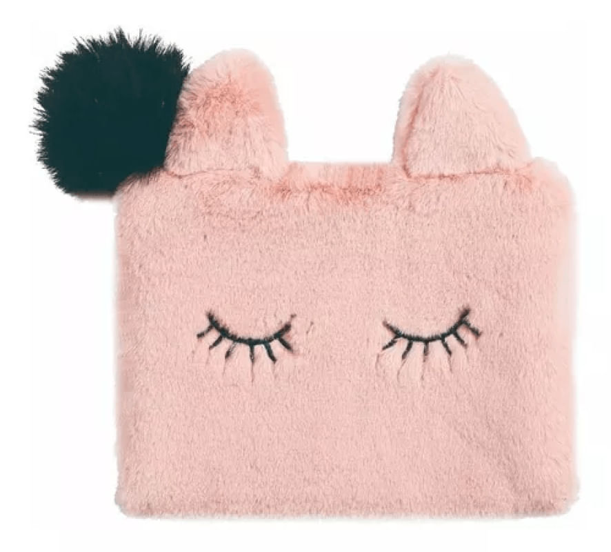 Necessaire Gatinha de Cílios com Chaveiro Pompom