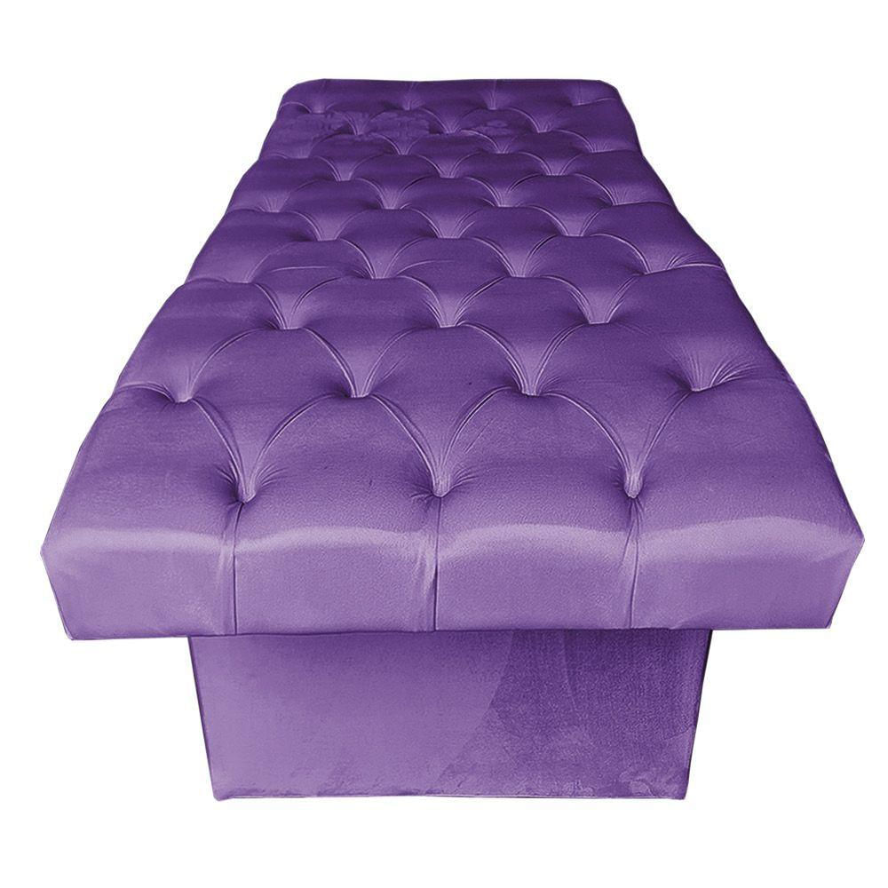 Kit Maca Reta Capitonê 0,60m Sophia Com Mocho Base Giratória E Escada Veludo Roxo - Pallazio