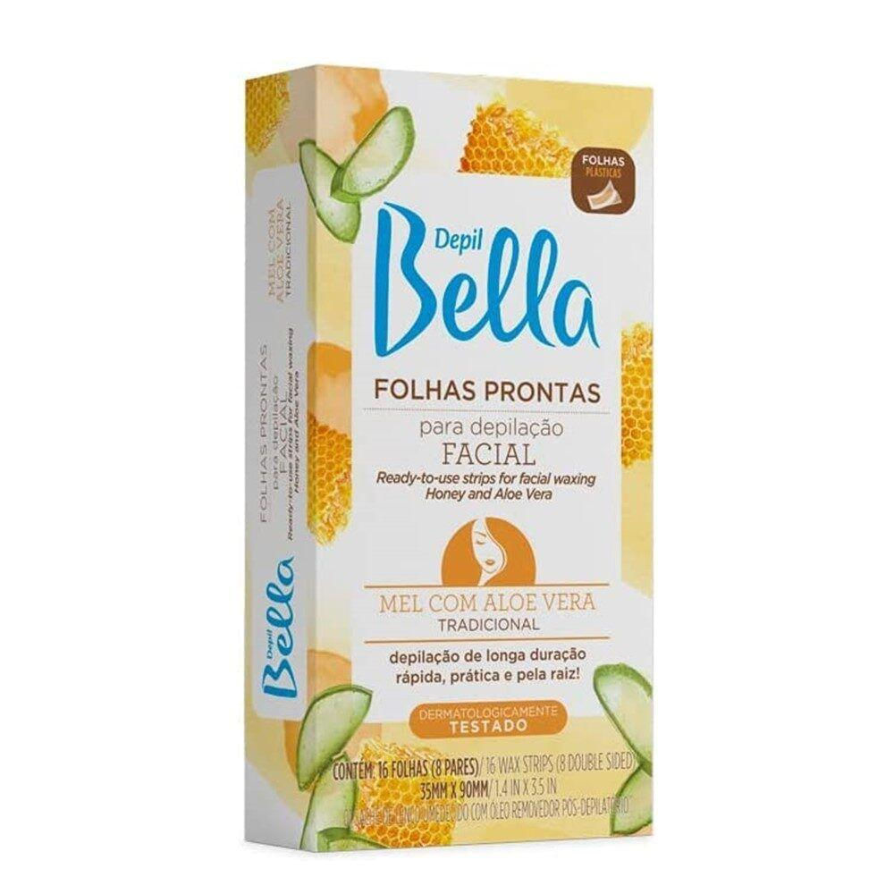 Kit 96 Folhas Prontas Para Depilação Facial Mel E Aloe Vera Depil Bella 6cx 16un