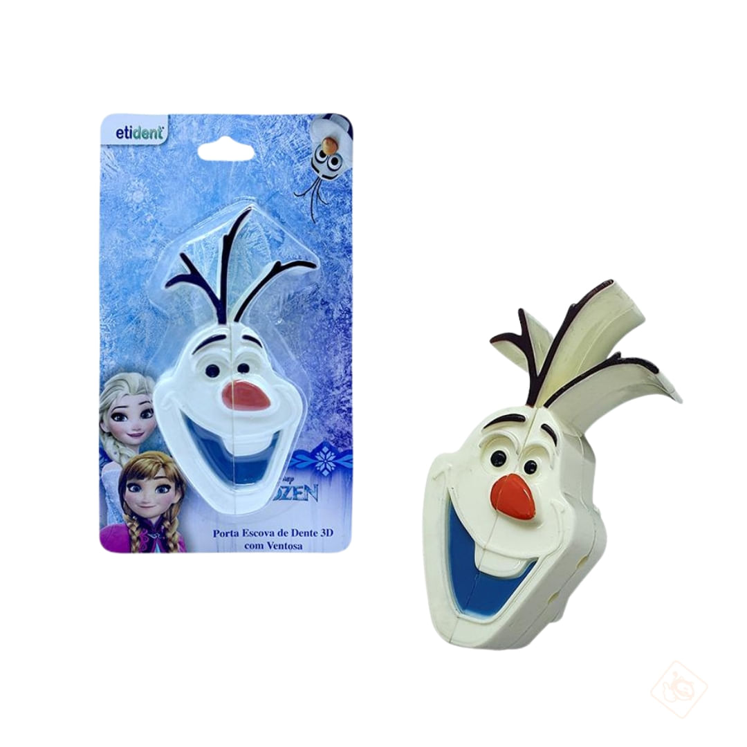 Porta Escova de Dente Plástico 3D Olaf Com Ventosa - Etitoys