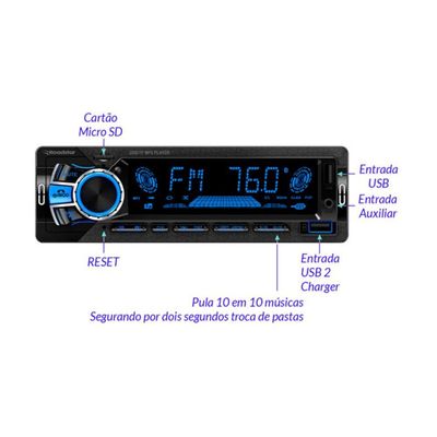 Auto Radio Roadstar Bluetooth - RS2750BR PLUS