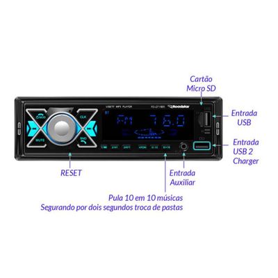 Auto Radio Roadstar Bluetooth - RS2714BR PLUS