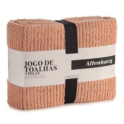 Jogo Toalhas Banho Altenburg 5p Line Marrom Toast