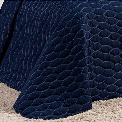 Cobre Leito King Dallas Micropercal 200 Fios Dupla Face 3 Peças - Azul Marinho
