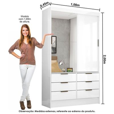 Guarda Roupa Sevilha Plus Com Cama Casal Carioca Móveis Branco