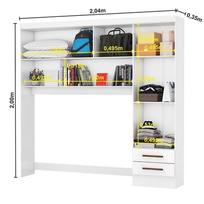Guarda Roupa Sevilha Com Espelho E Cama Casal Carioca Móveis Branco