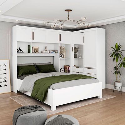 Guarda Roupa Sevilha Plus Com Cama Casal Carioca Móveis Branco