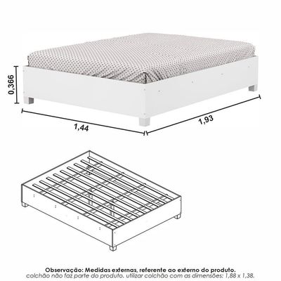 Guarda Roupa Sevilha Plus Com Cama Casal Carioca Móveis Branco