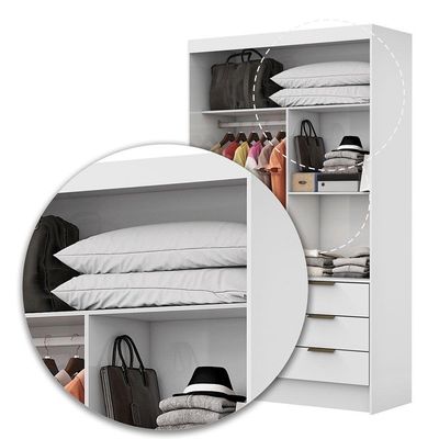 Guarda Roupa Sevilha Com Espelho E Cama Casal Carioca Móveis Branco
