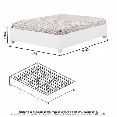 Guarda Roupa Sevilha Com Espelho E Cama Casal Carioca Móveis Branco