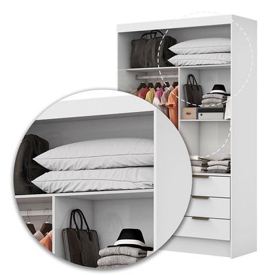 Guarda Roupa Modulado Sevilha Com Espelho Carioca Móveis Branco
