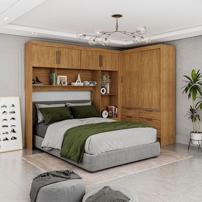 Guarda Roupa Modulado Sevilha Com Cama Casal Carioca Móveis Cinamomo