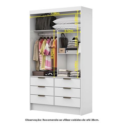 Guarda Roupa Sevilha Plus Com Cama Casal Carioca Móveis Branco