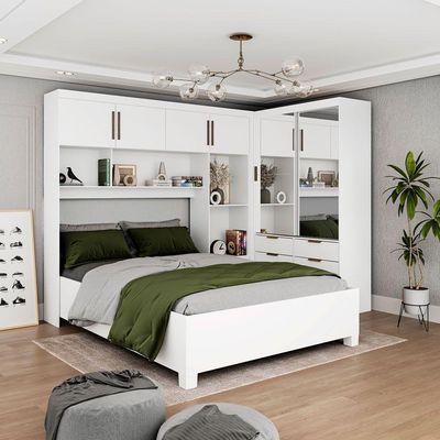 Guarda Roupa Sevilha Premium Com Cama Casal Carioca Móveis Branco