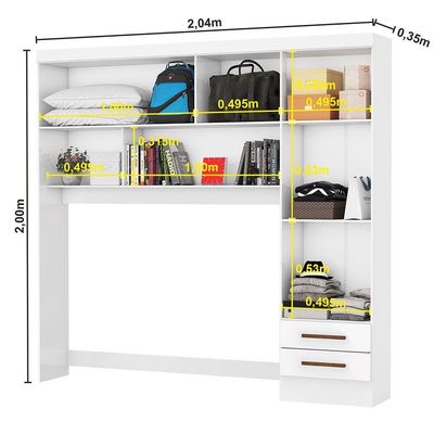 Guarda Roupa Sevilha Premium Com Cama Casal Carioca Móveis Branco