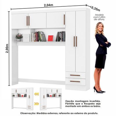 Guarda Roupa Sevilha Premium Com Cama Casal Carioca Móveis Branco
