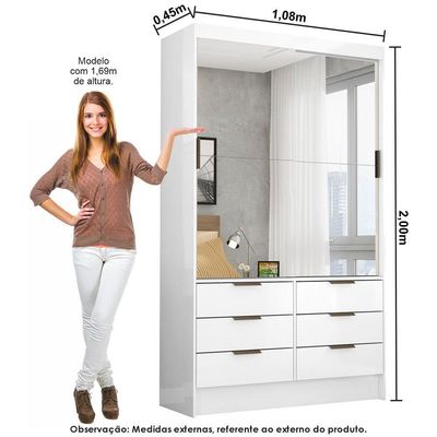 Guarda Roupa Sevilha Premium Com Cama Casal Carioca Móveis Branco