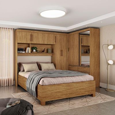 Guarda Roupa Sevilha Plus Com Cama Casal Carioca Móveis Cinamomo