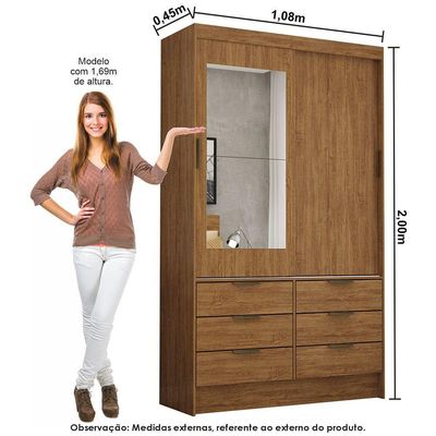 Guarda Roupa Modulado Sevilha Com Espelho Carioca Móveis Cinamomo