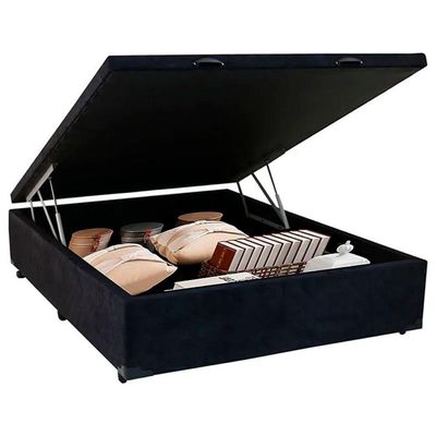 Cama Box Baú Viúva Sereneprime Suede Preto 128x188x44