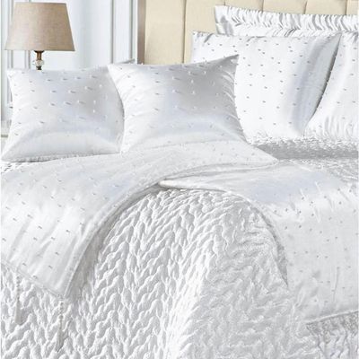 Kit Cobre Leito King Pérola Com Almofadas E Xale 10 Peças - Branco