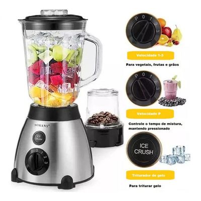 Liquidificador Potente 1000w Vidro 1500ml + Triturador De Alimentos Voltagem:110v