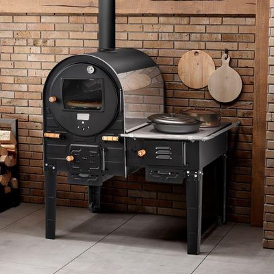 Forno A Lenha Com Fogão Tamanho Médio Com Interno Em Inox 430