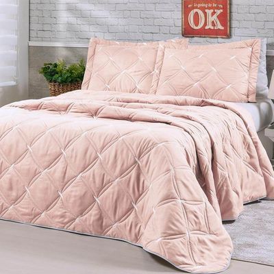 Cobre Leito Queen Unique 200 Fios Bordado 3 Peças - Rose