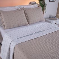 Cobre Leito Queen Cristal Percal 200 Fios Bordado 3 Peças - Avela