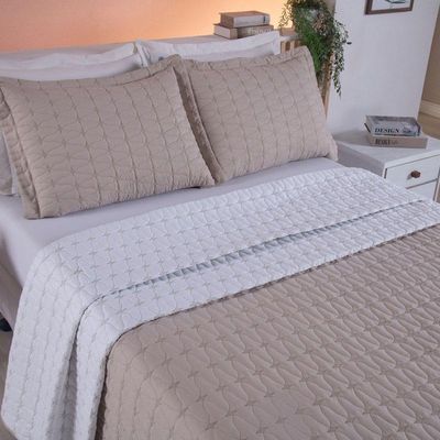 Cobre Leito Queen Cristal Percal 200 Fios Bordado 3 Peças - Avela