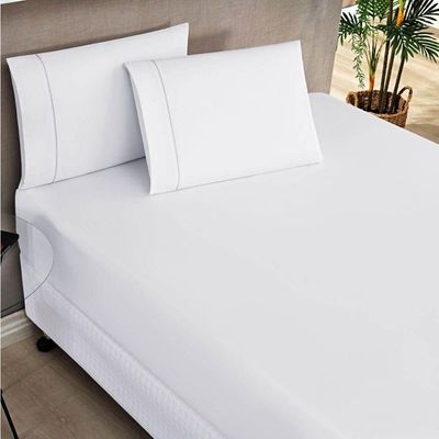 Jogo De Lençol Queen 180 Fios 3 Peças Elegance - Branco