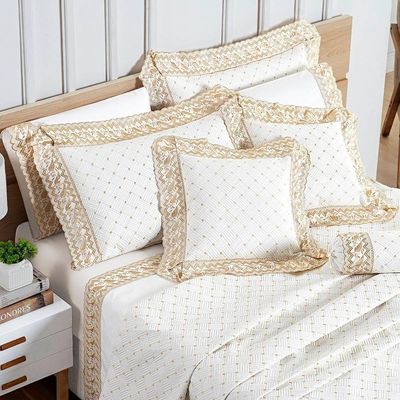 Cobre Leito Queen Royale Percal 200 Fios Algodão 6 Peças - Off White