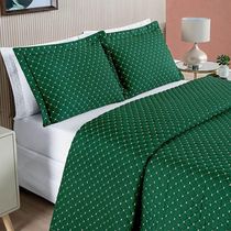 Cobre Leito Queen Amarilis Micropercal 200 Fios 3 Peças - Esmeralda