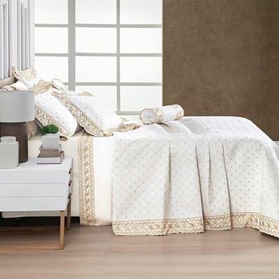 Cobre Leito King Royale Percal 200 Fios Algodão 6 Peças - Off White