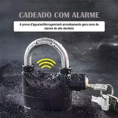 Cadeado Com Alarme Sonoro 110db Antifurto Para Portões Casa E Veículos