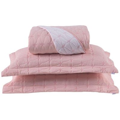 Cobre Leito King Cristal Percal 200 Fios Bordado 3 Peças - Rose