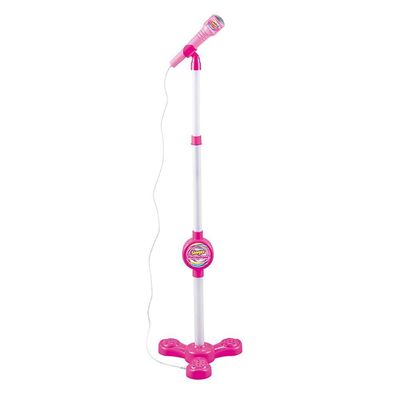 Microfone Karaokê Com Pedestral Use No Celular Luzes Menina Cantar Criança