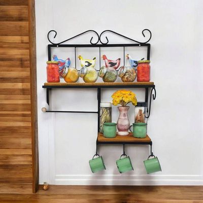 Prateleira De Cozinha Rustica Com Porta Papel Toalha Modelo Galinha