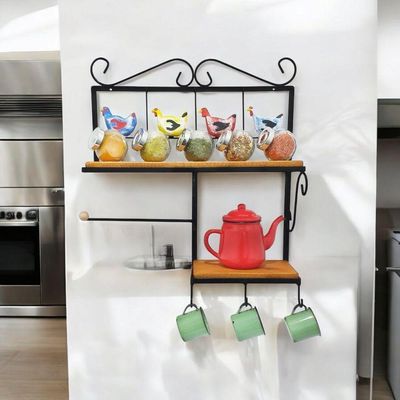 Prateleira De Cozinha Rustica Com Porta Papel Toalha Modelo Galinha