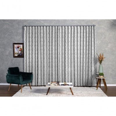 Cortina Jacquard 3,00x2,70 Para Trilho Suíço Azul Marinho