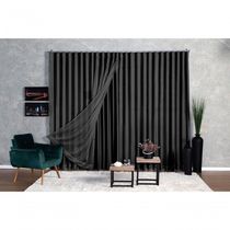 Cortina Blackout Com Voil 4,00x2,50 Para Trilho Suíço Preto