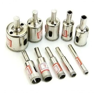 Kit 10 Brocas Diamantadas Corta Vidro Mármore Piso Cerâmica 6-30mm