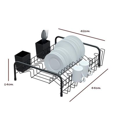 Escorredor De Louças Tubular Com Porta Talheres Plástico - Stolf Preto