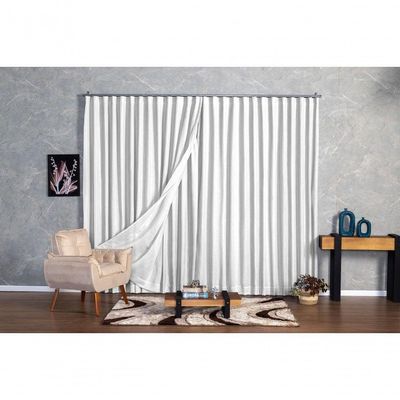 Cortina Microfibra Com Linho 3,00x2,50 Para Trilho Suíço branco